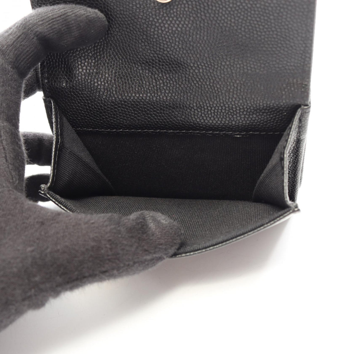 CHANEL Coco Mark Caviar Small Wallet Black