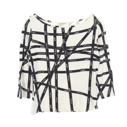 HERMES BOLDUC Rayon T-Shirt White Black Size S