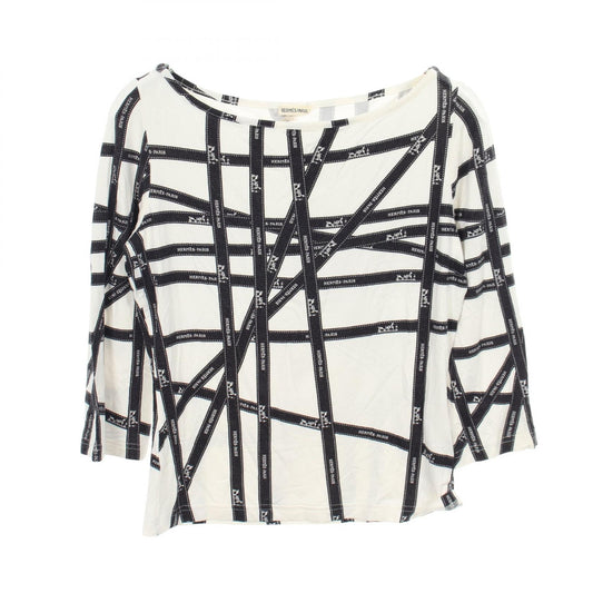 HERMES BOLDUC Rayon T-Shirt White Black Size S