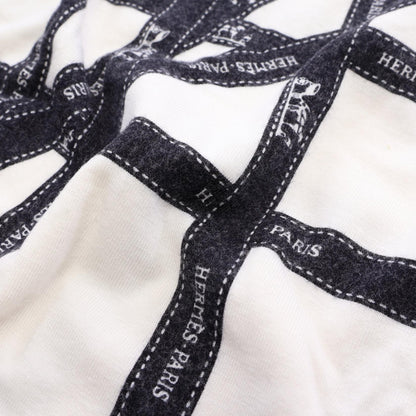 HERMES BOLDUC Rayon T-Shirt White Black Size S