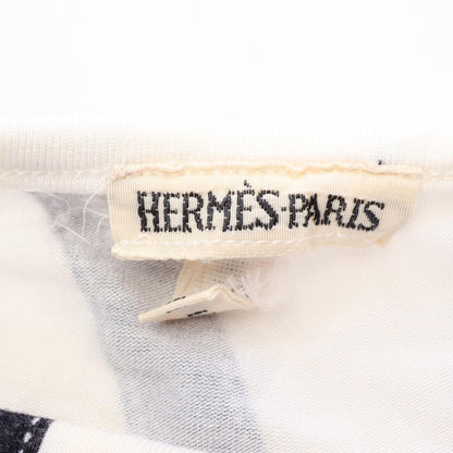 HERMES BOLDUC Rayon T-Shirt White Black Size S