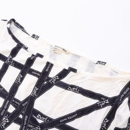 HERMES BOLDUC Rayon T-Shirt White Black Size S