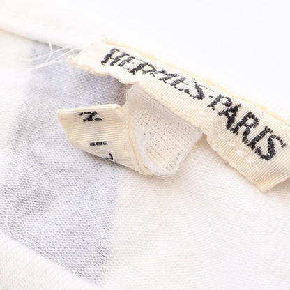 HERMES BOLDUC Rayon T-Shirt White Black Size S