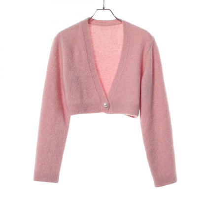 FOXEY Fluffy Cashmere Silk Cardigan Pink Size 40