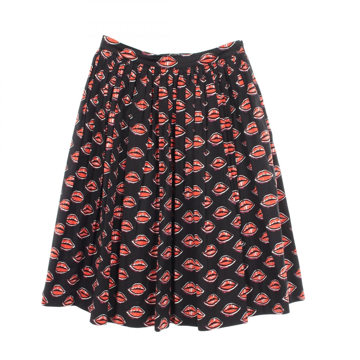 PRADA Lip Print Cotton Skirt Black Size 40