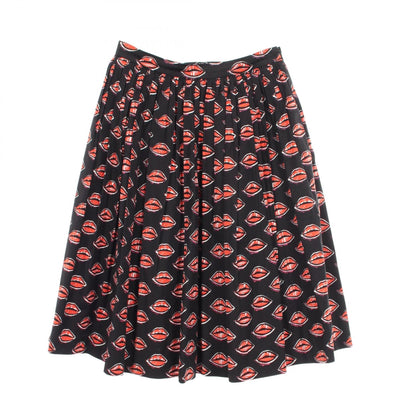 PRADA Lip Print Cotton Skirt Black Size 40
