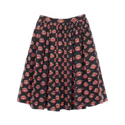 PRADA Lip Print Cotton Skirt Black Size 40