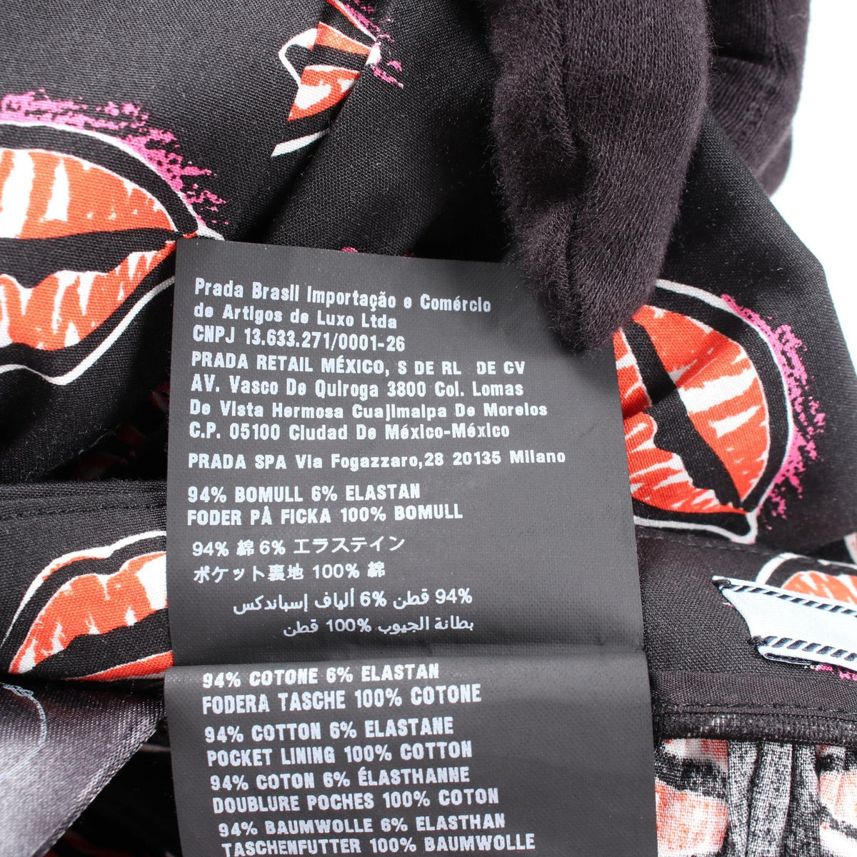 PRADA Lip Print Cotton Skirt Black Size 40