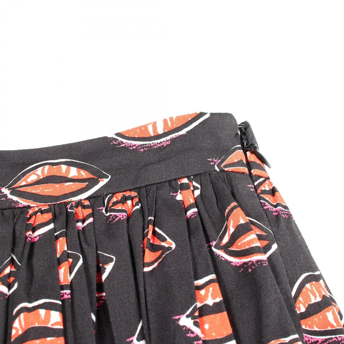 PRADA Lip Print Cotton Skirt Black Size 40