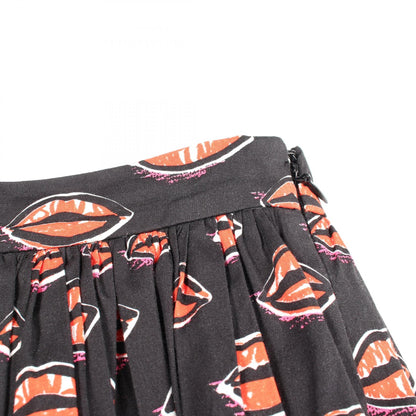 PRADA Lip Print Cotton Skirt Black Size 40