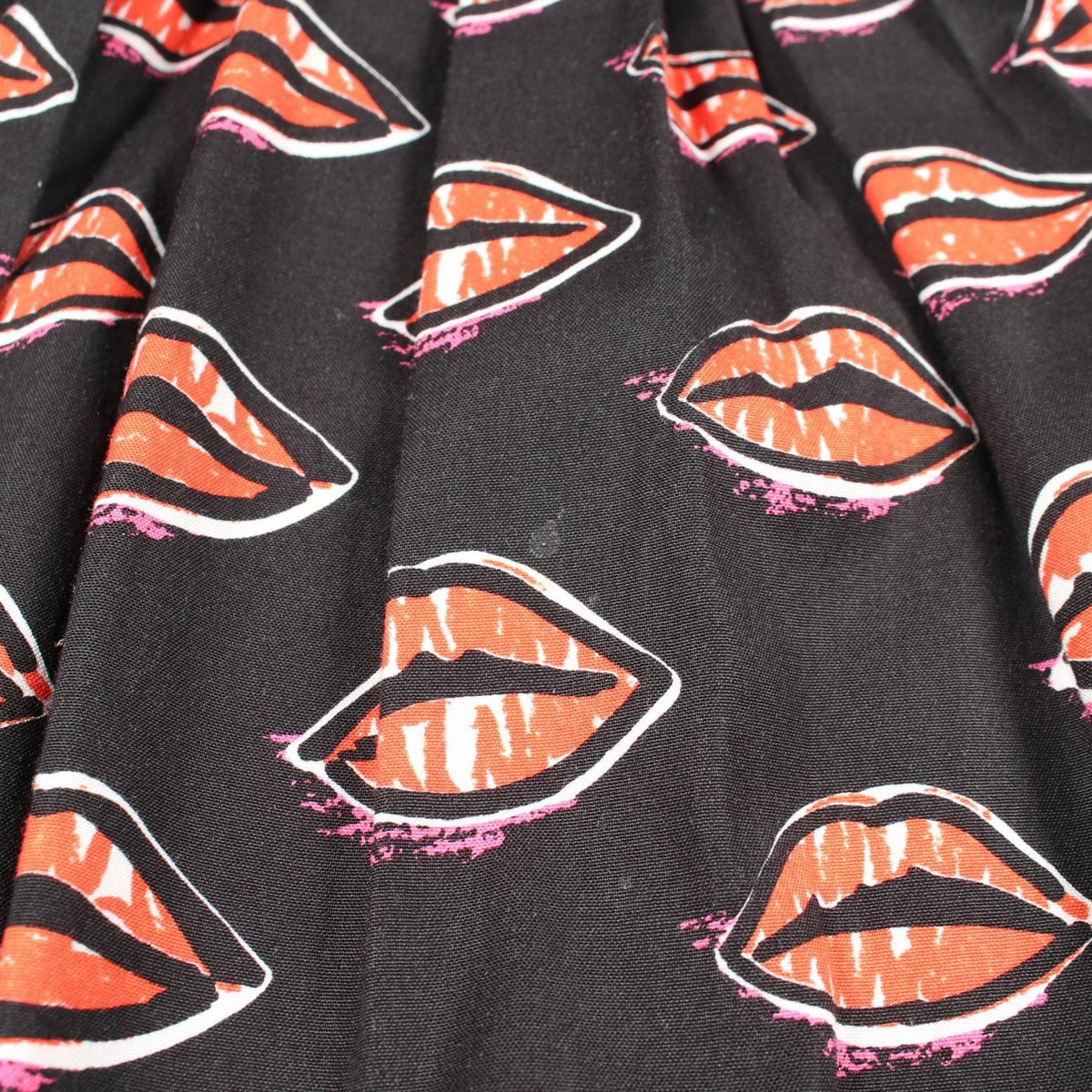 PRADA Lip Print Cotton Skirt Black Size 40