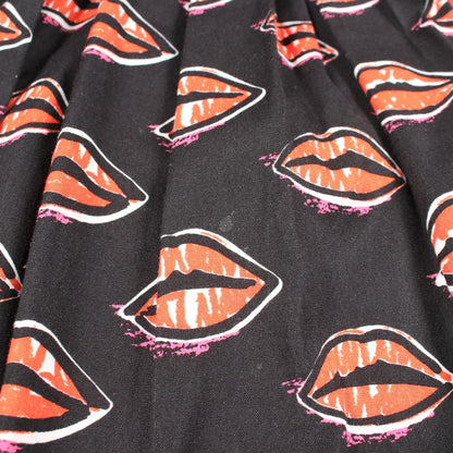 PRADA Lip Print Cotton Skirt Black Size 40