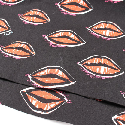 PRADA Lip Print Cotton Skirt Black Size 40