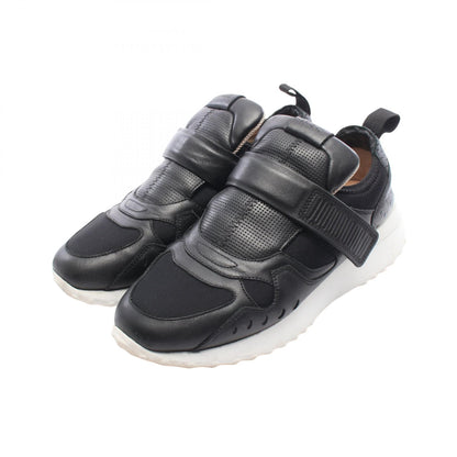 TOD'S Leather Fabric Strap Sneakers Black Size 37.5