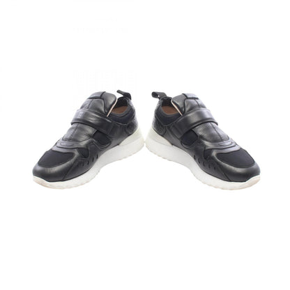 TOD'S Leather Fabric Strap Sneakers Black Size 37.5