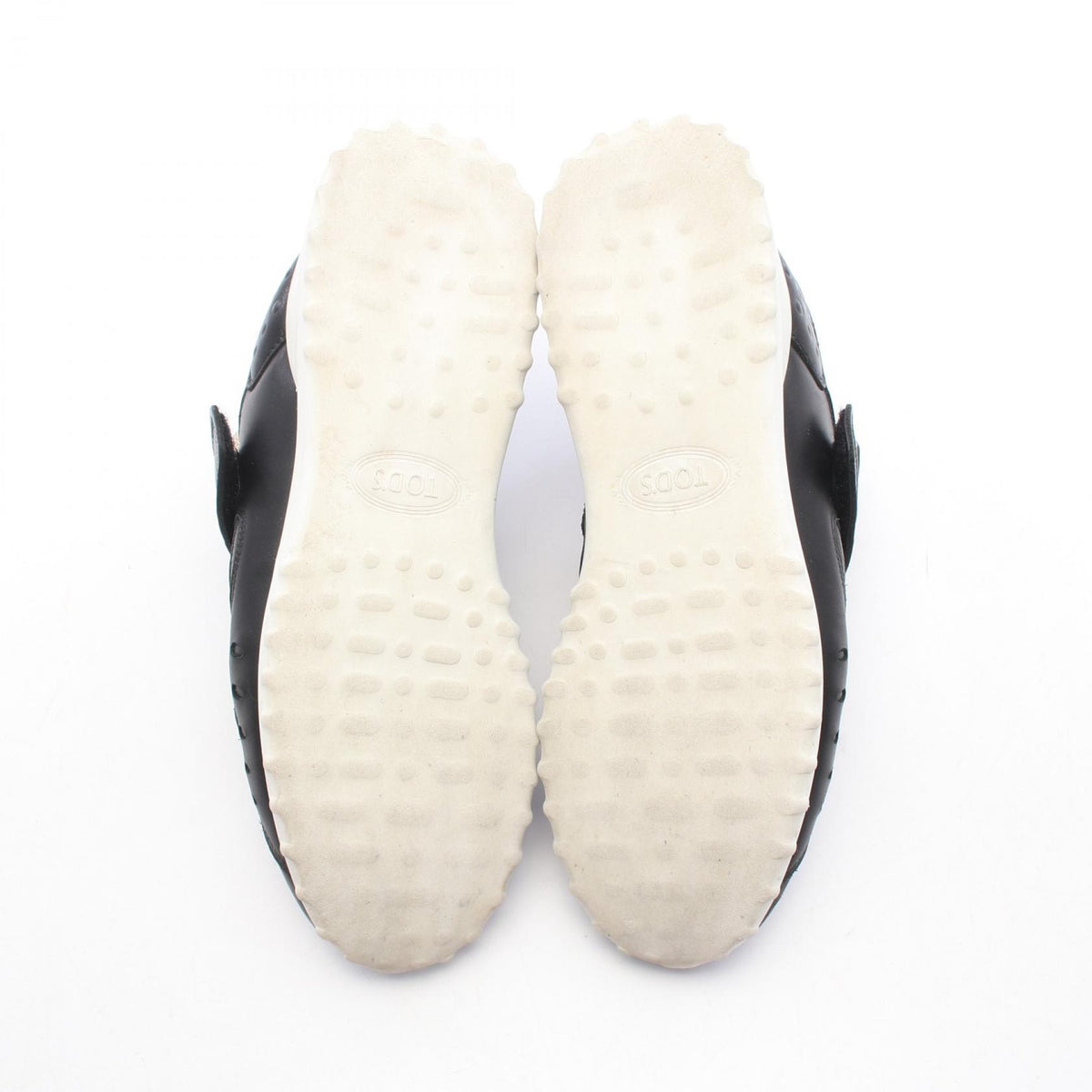TOD'S Leather Fabric Strap Sneakers Black Size 37.5