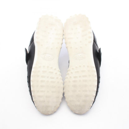 TOD'S Leather Fabric Strap Sneakers Black Size 37.5