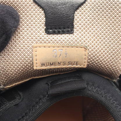 TOD'S Leather Fabric Strap Sneakers Black Size 37.5