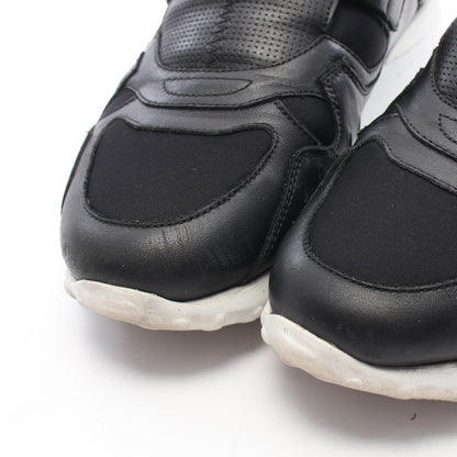TOD'S Leather Fabric Strap Sneakers Black Size 37.5