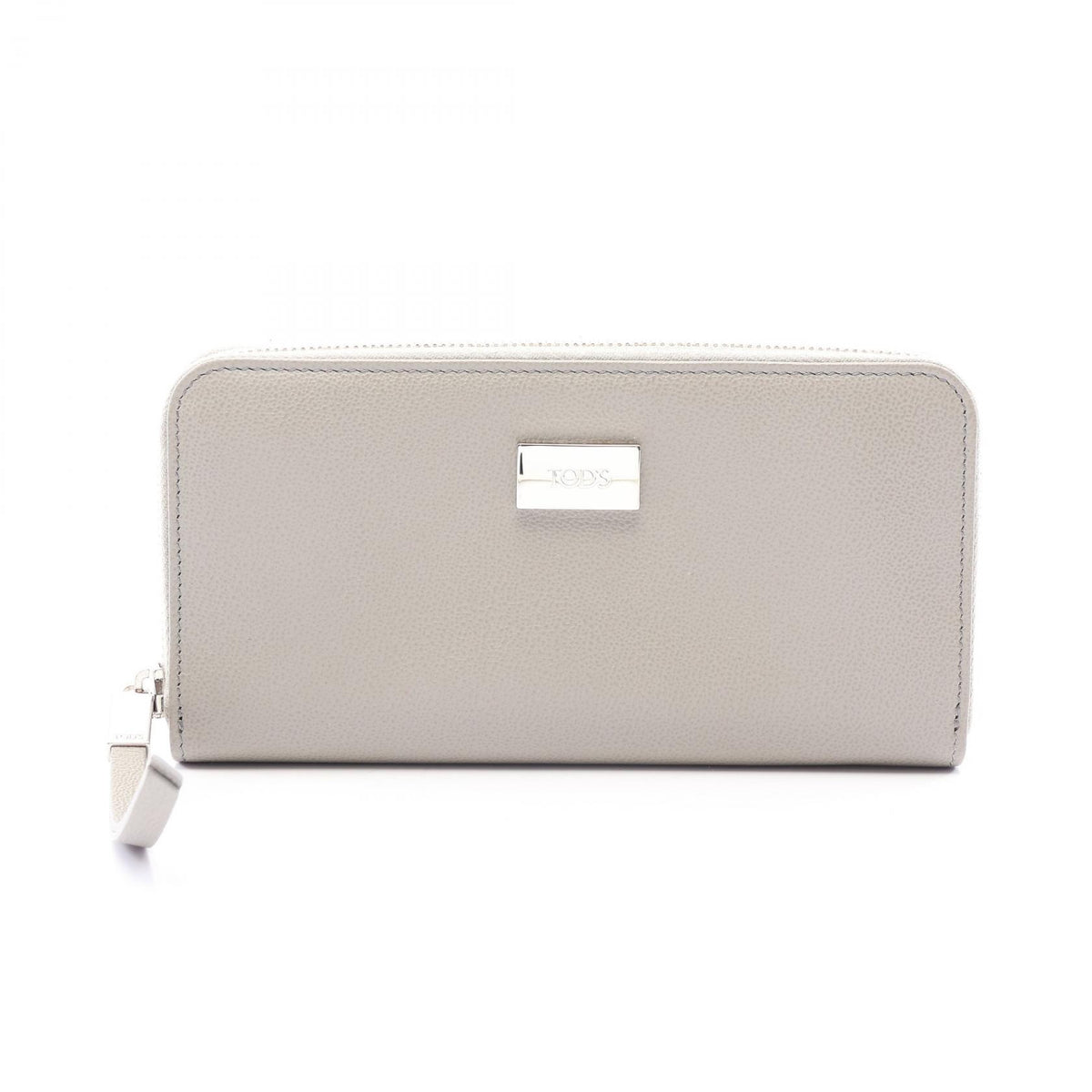 TOD'S Leather Round Zip Wallet Gray