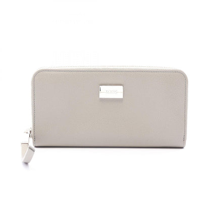 TOD'S Leather Round Zip Wallet Gray
