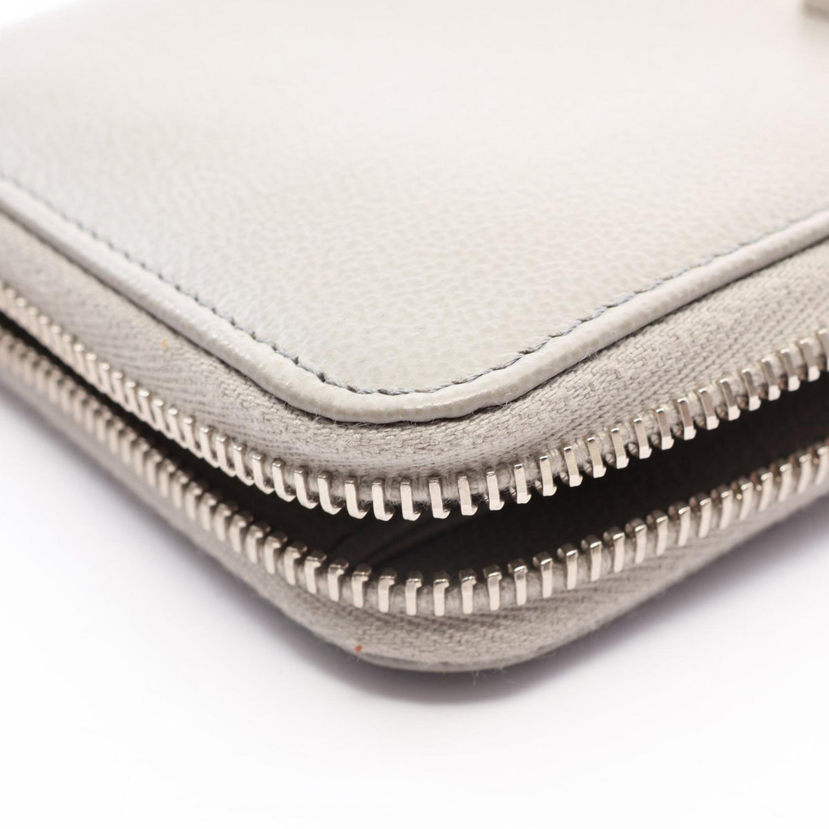 TOD'S Leather Round Zip Wallet Gray