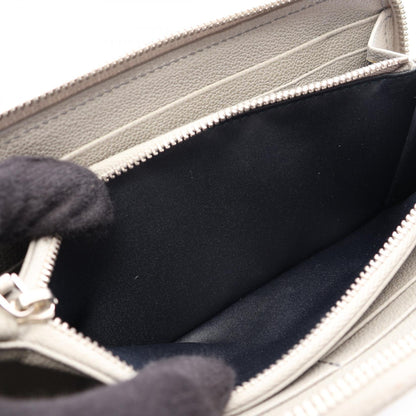 TOD'S Leather Round Zip Wallet Gray