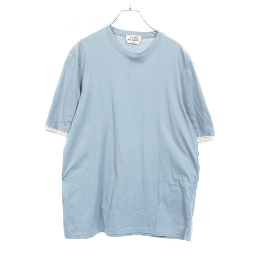 HERMES Piqures Sellier T-Shirt Cotton Blue Size M