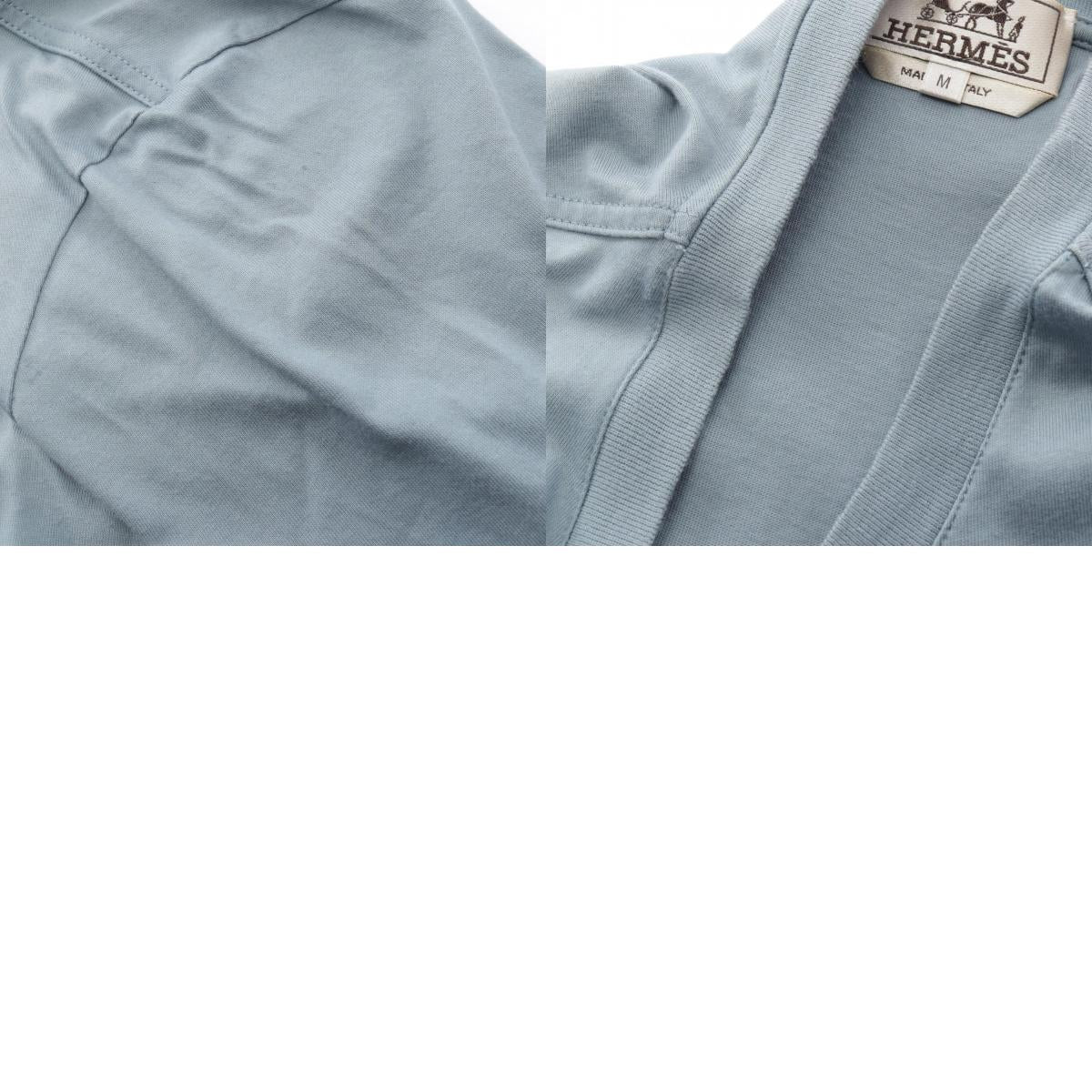 HERMES Piqures Sellier T-Shirt Cotton Blue Size M