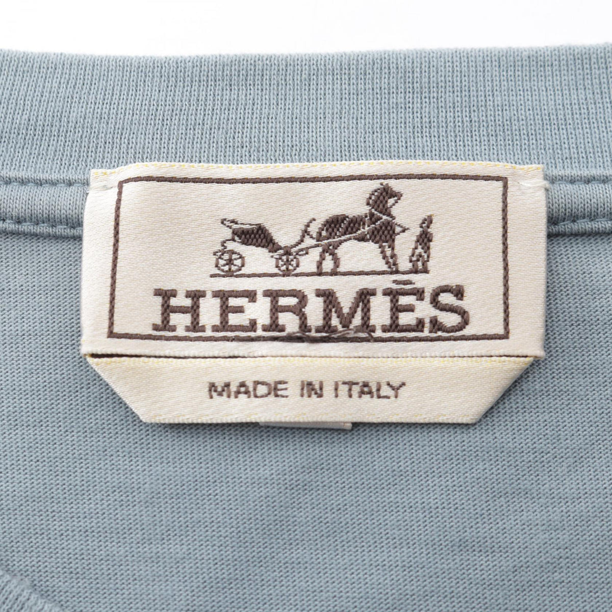 HERMES Piqures Sellier T-Shirt Cotton Blue Size M