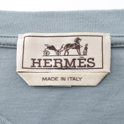 HERMES Piqures Sellier T-Shirt Cotton Blue Size M