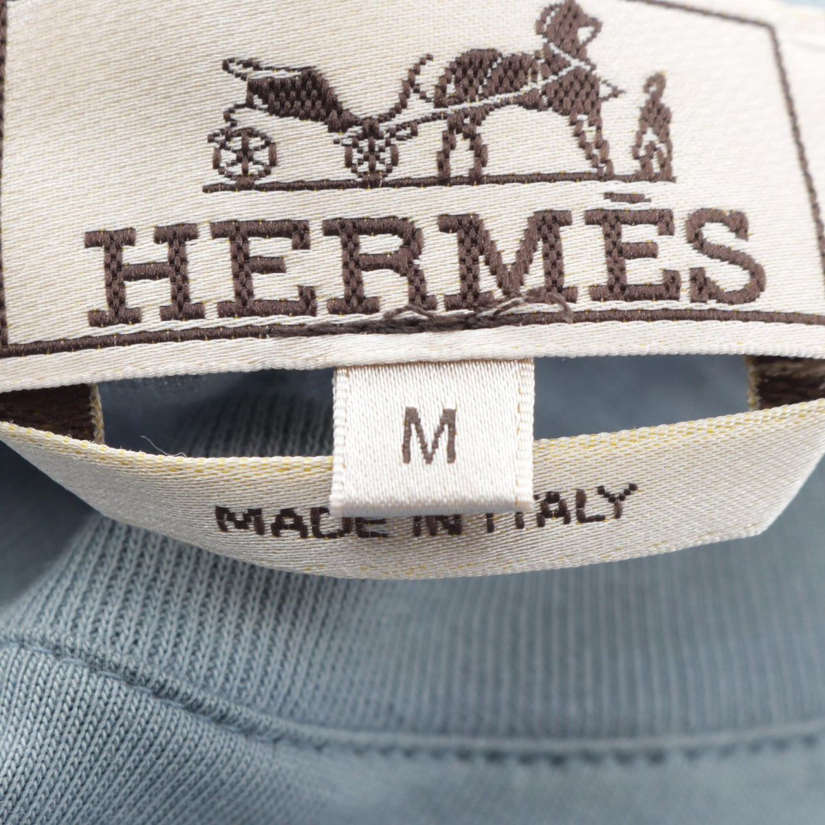 HERMES Piqures Sellier T-Shirt Cotton Blue Size M