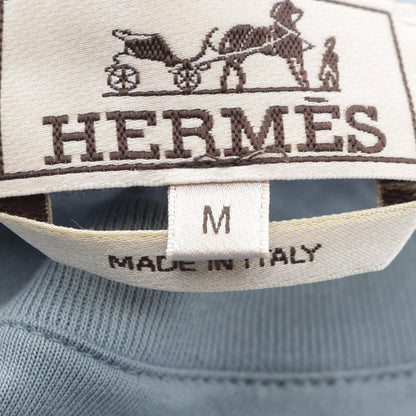 HERMES Piqures Sellier T-Shirt Cotton Blue Size M