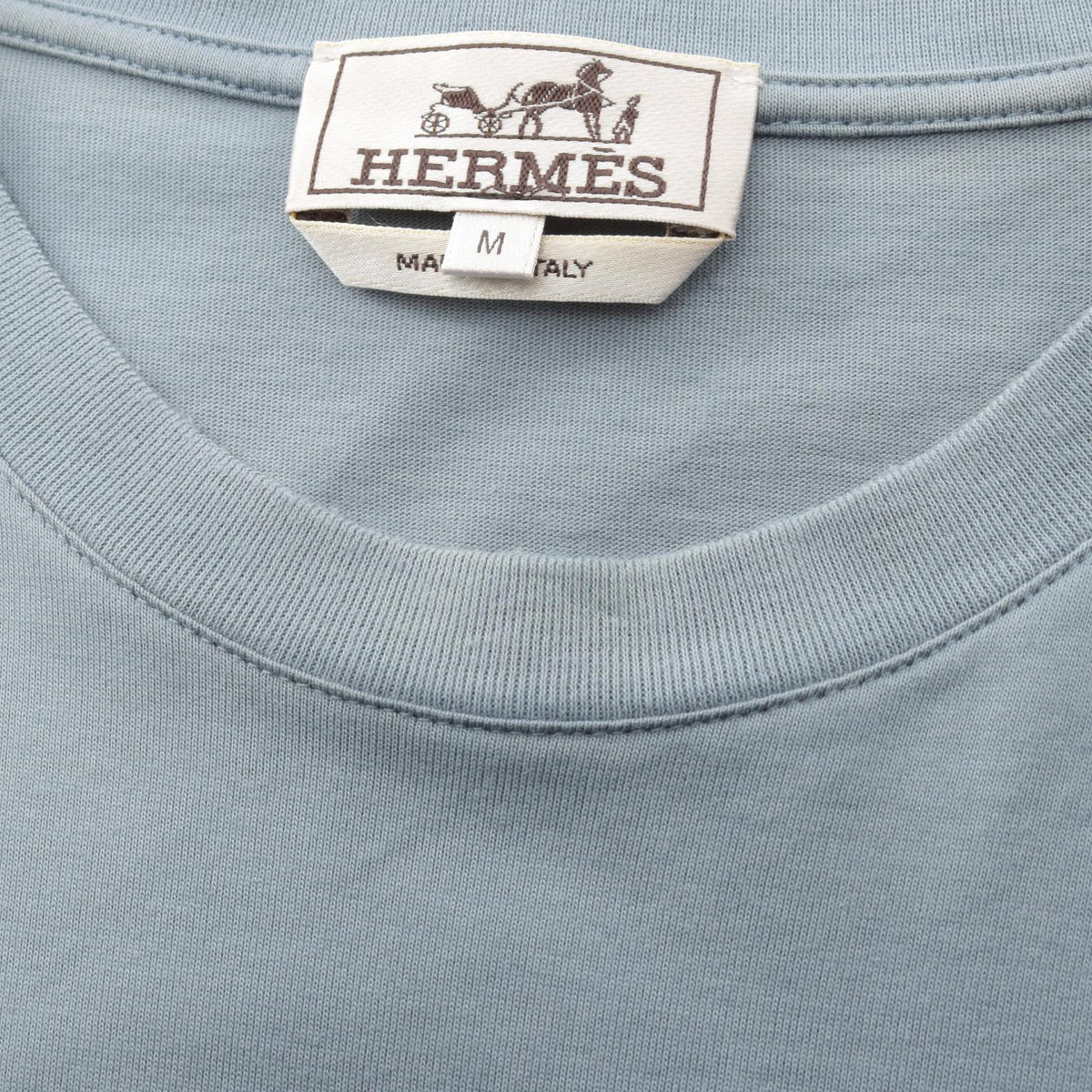 HERMES Piqures Sellier T-Shirt Cotton Blue Size M