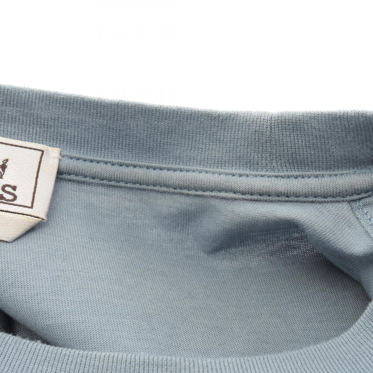 HERMES Piqures Sellier T-Shirt Cotton Blue Size M