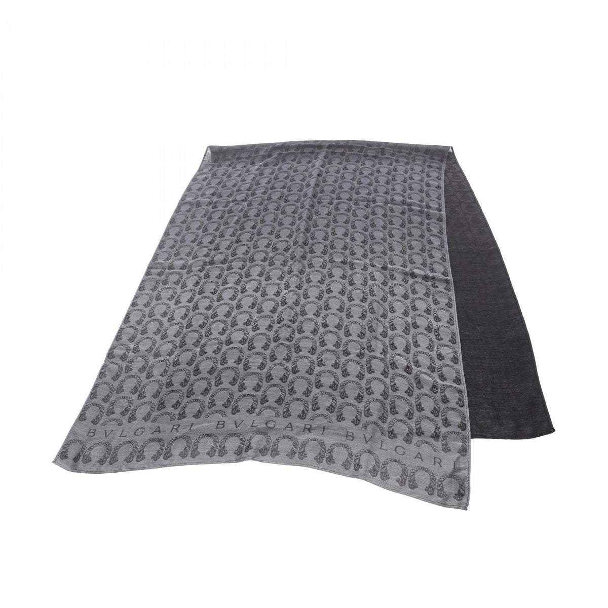 BVLGARI Patterned Silk Cashmere Scarf Gray