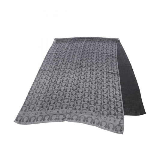 BVLGARI Patterned Silk Cashmere Scarf Gray