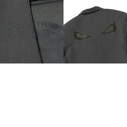 FENDI Monster Bug-Eye Shawl Collar Wool Blazer Black Size 48