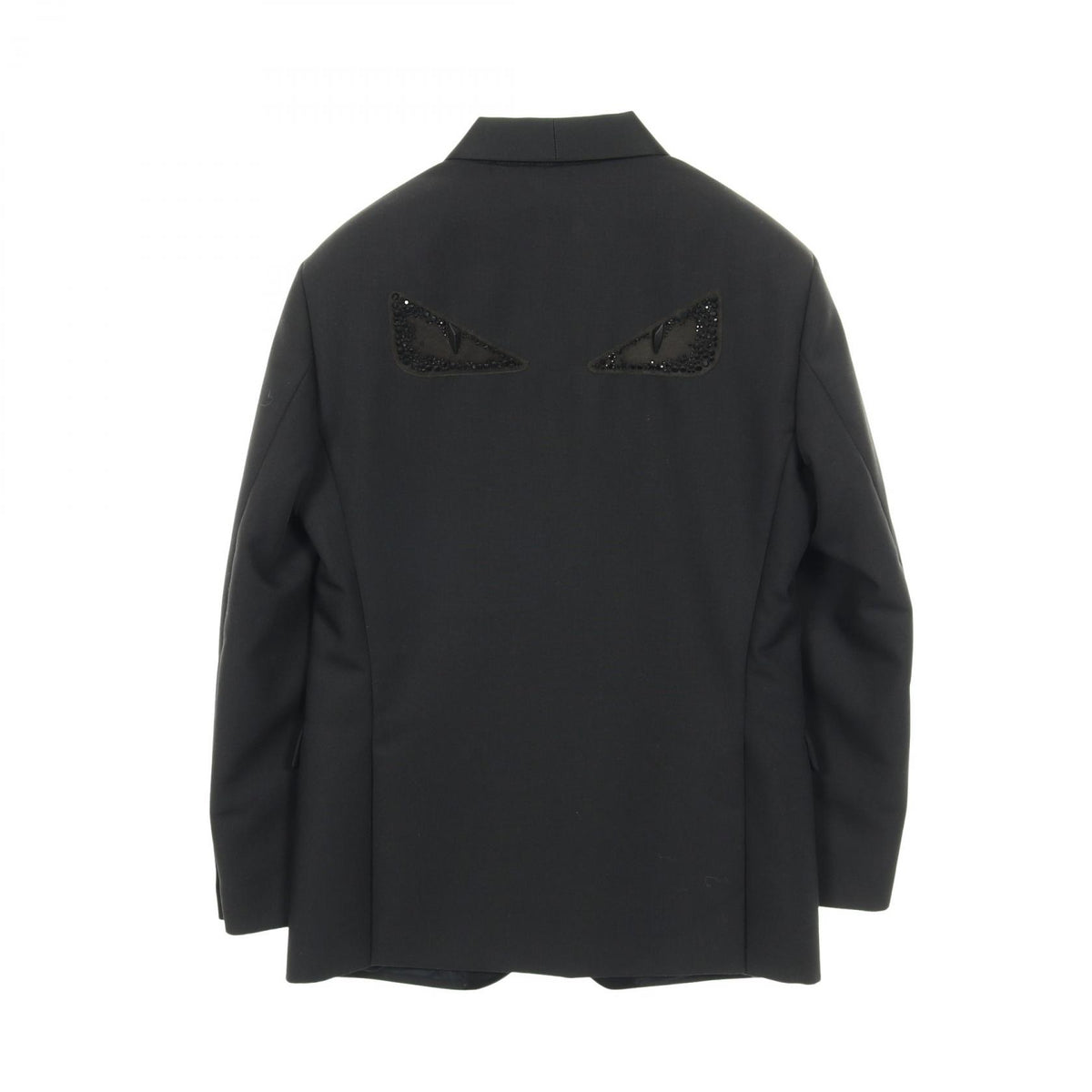 FENDI Monster Bug-Eye Shawl Collar Wool Blazer Black Size 48