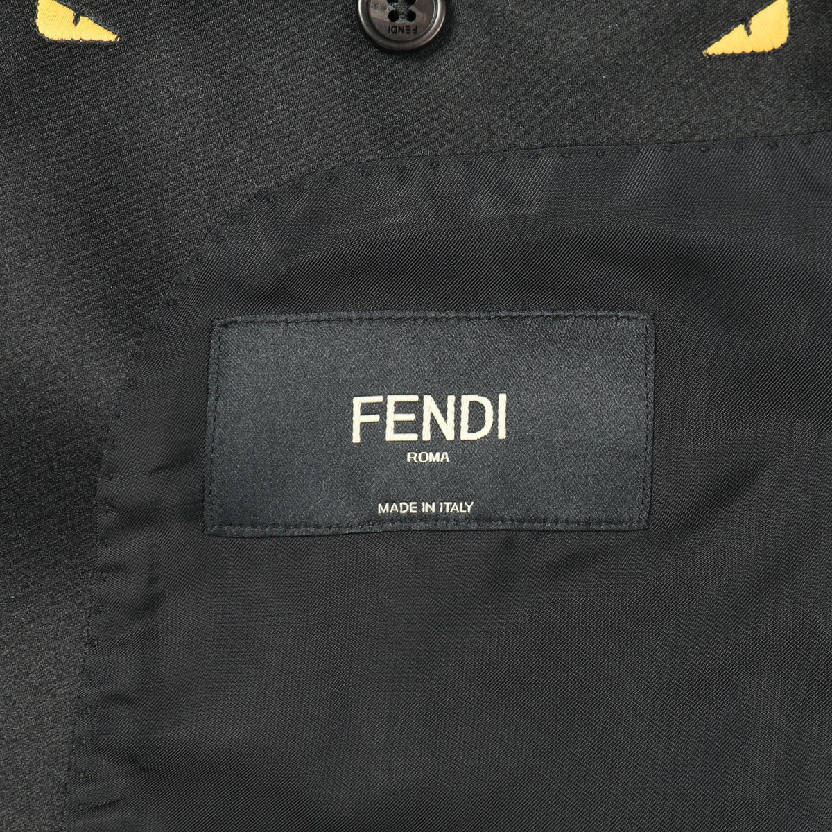 FENDI Monster Bug-Eye Shawl Collar Wool Blazer Black Size 48