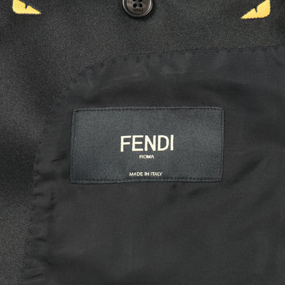 FENDI Monster Bug-Eye Shawl Collar Wool Blazer Black Size 48