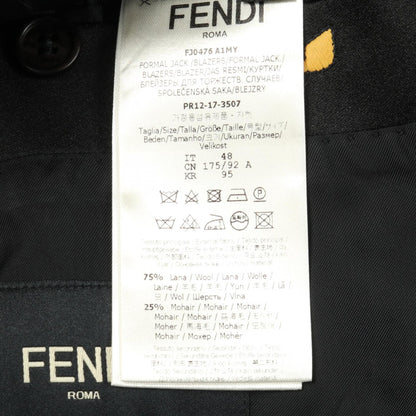 FENDI Monster Bug-Eye Shawl Collar Wool Blazer Black Size 48