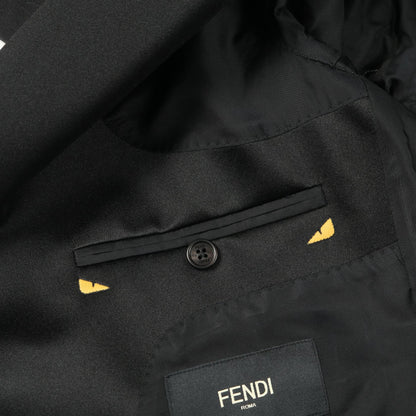 FENDI Monster Bug-Eye Shawl Collar Wool Blazer Black Size 48