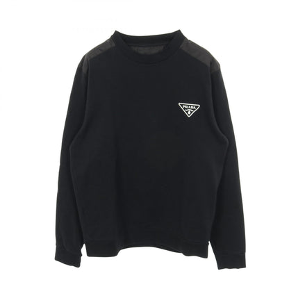 PRADA Triangle Logo Cotton Nylon Sweatshirt Black Size XL