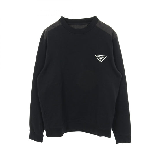 PRADA Triangle Logo Cotton Nylon Sweatshirt Black Size XL