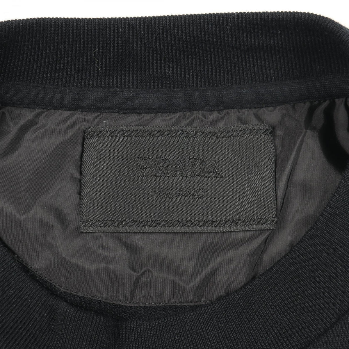 PRADA Triangle Logo Cotton Nylon Sweatshirt Black Size XL