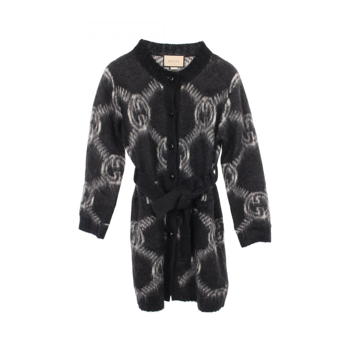 GUCCI GG Logo Wool Mohair Cardigan Black Size XS