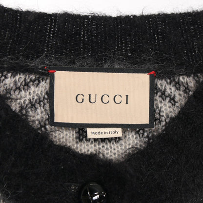 GUCCI GG Logo Wool Mohair Cardigan Black Size XS