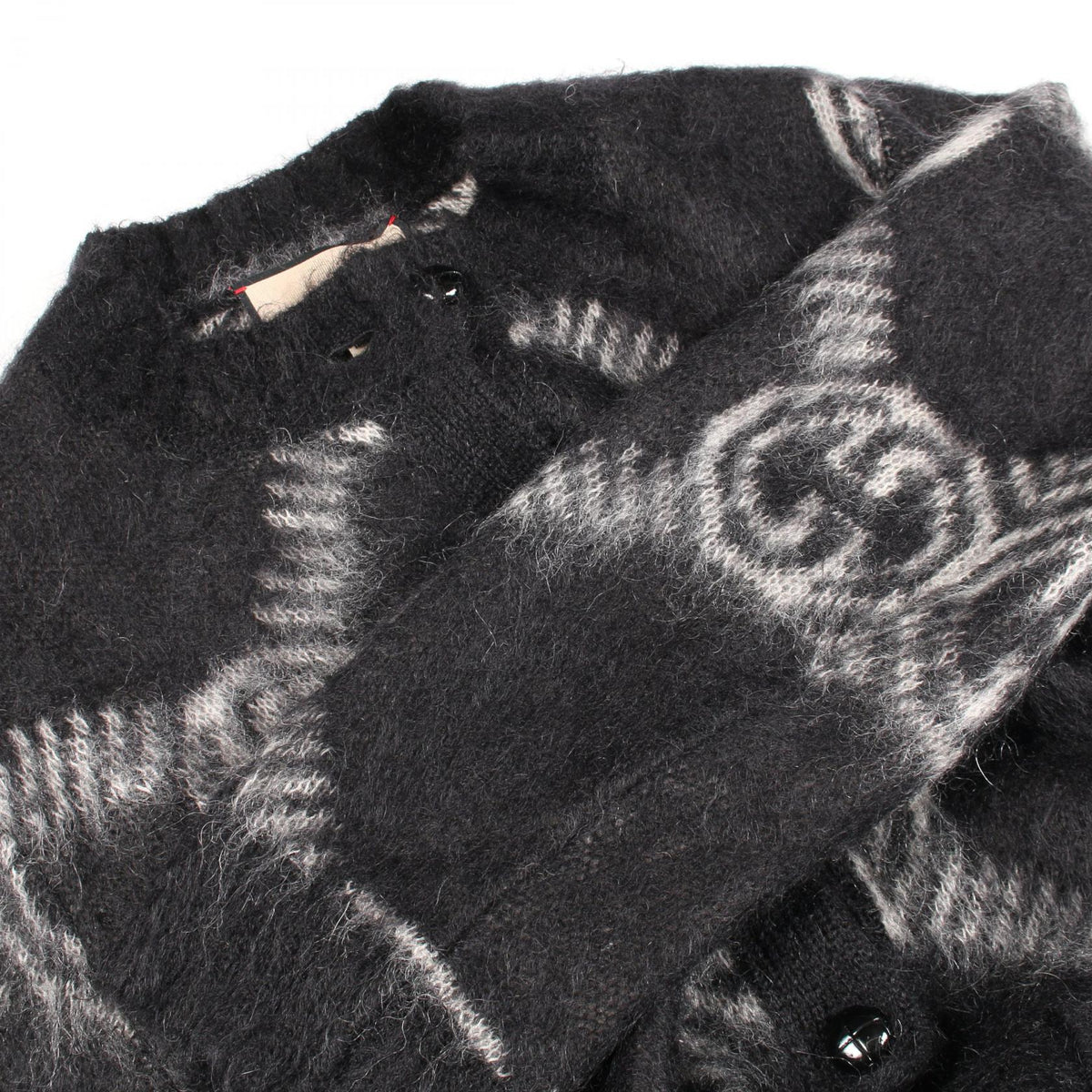 GUCCI GG Logo Wool Mohair Cardigan Black Size XS