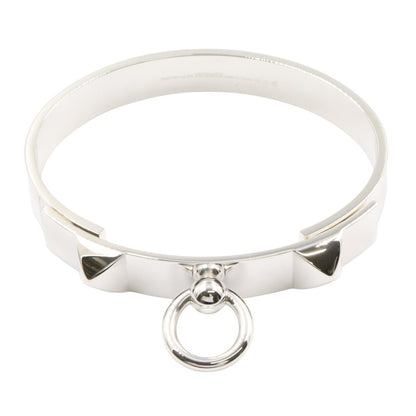 HERMES Collier de Chien Sterling Silver Bracelet Size LG
